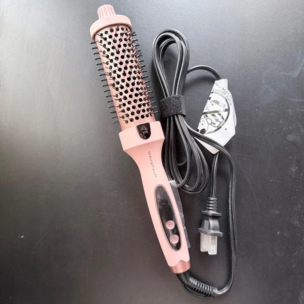 Wavytalk Heated Round Brush Thermal Styler Pink Ionic Volumizing Iron NIB Tested
